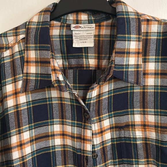 Dickies Crafted for Women VGUC yellow, blue, green plaid button down. Cotton - Picture 3 of 11